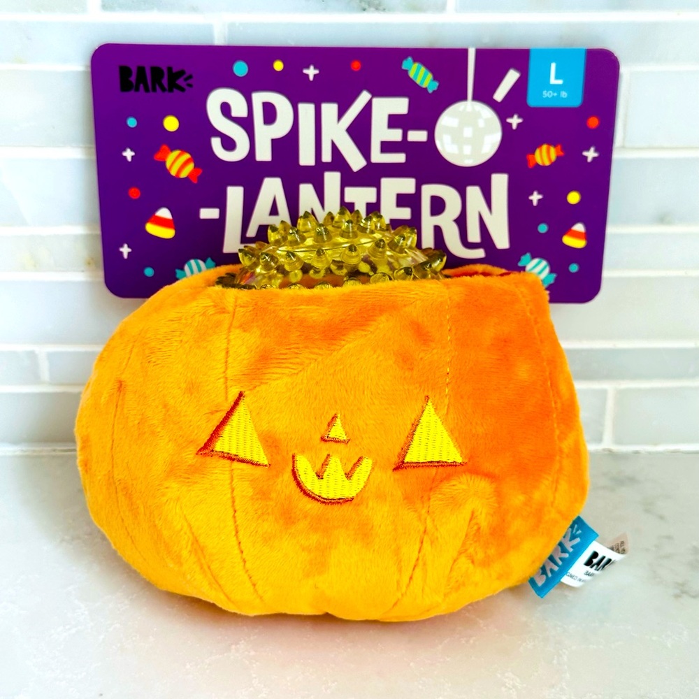 NEW Bark Box Spike-O-Lantern Ball Dog Toy Pumpkin Halloween Multi Part Large